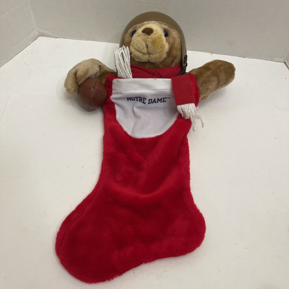 Vintage Christmas Stocking Notre Dame Fighting Irish 3D Stuffed Bear Football